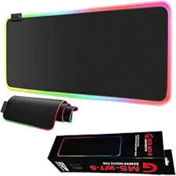 GMS WT-5 RGB Gaming Mouse Pad 14x10" inch Extended Stitched Edges - 7 Lighting Modes - Micro  Cable - Waterproof - Anti-Slip Rubber Base