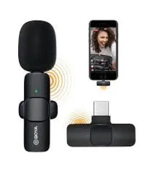 BOYA Plug & Play Microphone for iOS & Android - Type c and iPhones_ 2in1 BY-MW3 Wireless Microphone Universal Plug Play Mini Collar Clip Microphone Transmitter for Mobile Phone
