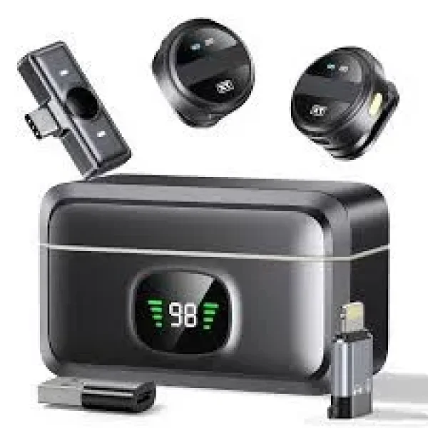SX21 Dual Mics magnetic lavalier microphone with long battery life Portable Audio Video Recording Mini Mic for Cell Phone  Lavalier Microphone Magnetic with Charging box Wireless for iPhone iPad for V