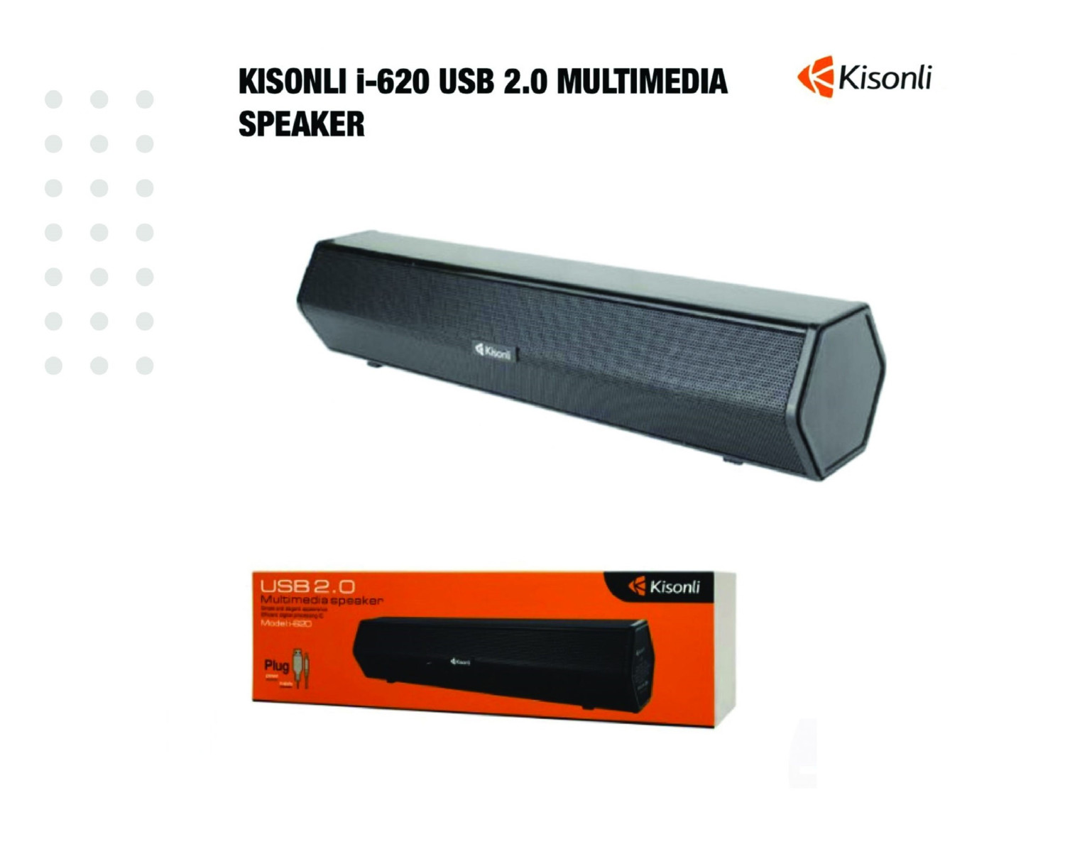 Kisonli i-620 2.0 USB Multimedia Speakers USB 2.0 High Quality Single Sound Bar Woofer SPEAKER For Laptop Computer Led Lcd Mobile