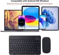 Wireless Bluetooth Keyboard And Mouse Kit - Bluetooth Keyboard and Mouse Combo,Ultra Slim Rechargeable Portable Wireless Keyboard Mouse Set Compact for Android Windows Tablet Cell Phone iPhone iPad Co