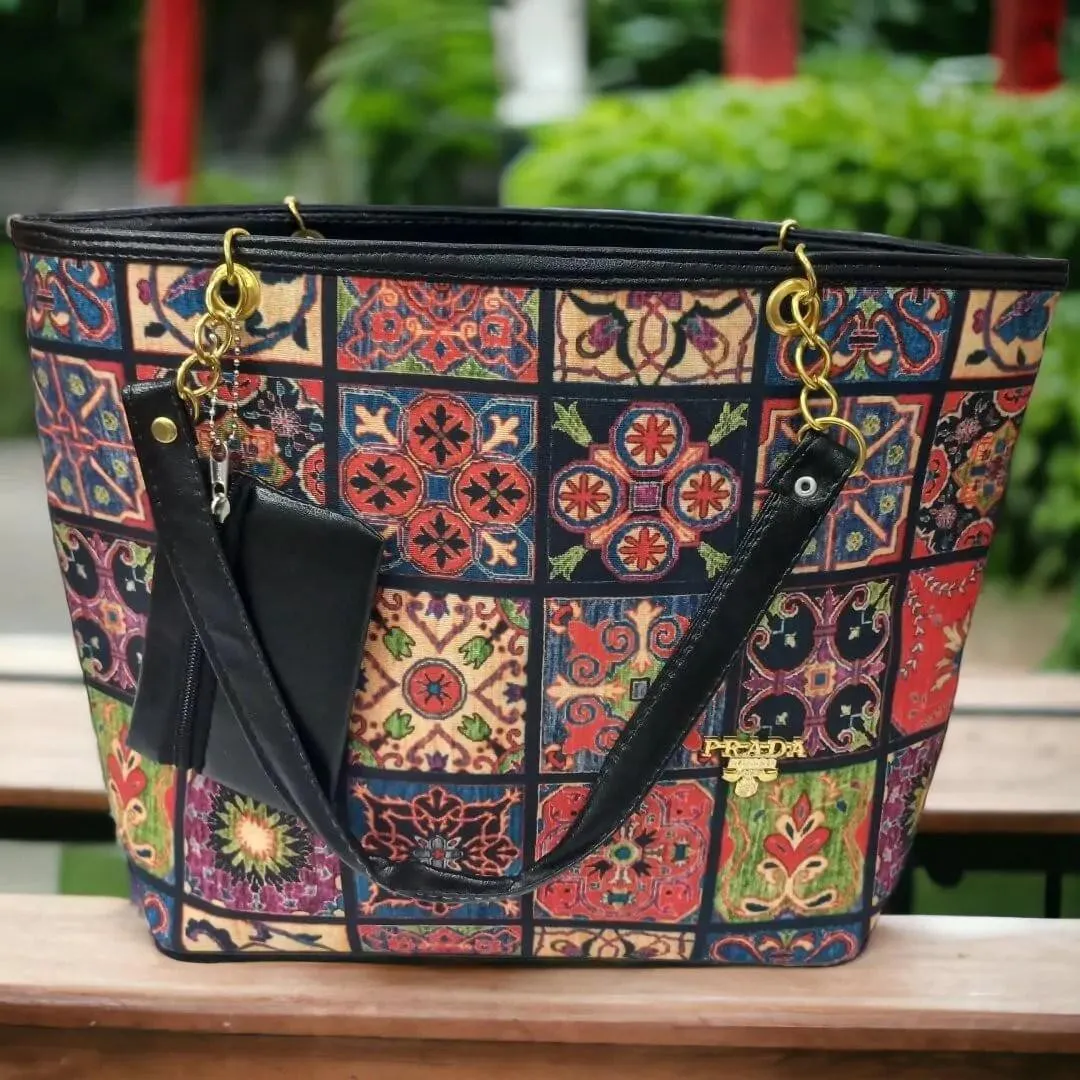 Casual Multicolor Printed Handbag 1pcs