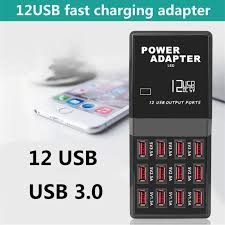 12 Port Multiple USB Charger 5V 12A Output Max 0.3A Input Charging HUB Desktop Adapter Fast Charger for Phone Tablet PC