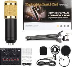 Legendary Live broadcast Microphone BM-800 Set Condenser Computer Audio/KTV 3.5mm Wired Sound Recording Condenser Microphone Mic V8 Sound Card with Condenser Microphone Bundle Full kits