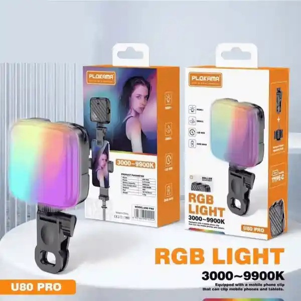 Plokama U80 Pro Portable RGB LED Light Photography Lamp 4.5W Power RGB Video Light, LED Color DSLR Camera Light,3000K-9900K/Scene Modes/Type-c Rechargeable Portable Fill Photography Lighting, for Vlog