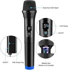 Wireless handheld microphone system for karaoke, party, DJ, business meetings, speech or other outdoor & indoor activities for Studio Recording & Broadcasting Mehfil & Masjid Mic (1 Receiver + 1 Micro