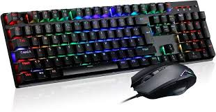 3 in 1 Gaming Combo Computer Keyboard with Mouse & Pad, Mechanical and Gaming Keyboard, Teamwolf X08 Gaming Keyboard Mechanical Blue Axis 104 Keys Backlight Modes 10 Patterns Wired Win10/Win 8/Win7/Wi