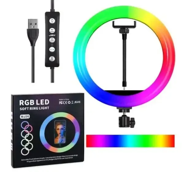 RGB LED Soft Ring Light MJ26 Multi Color for Best Photos and Video Shoots | RGB LED Soft Ring light mj 26 Generic RGB LED RING LIGHT MJ26.00-10 inch, soft light -For Live Streaming instagram Facebook