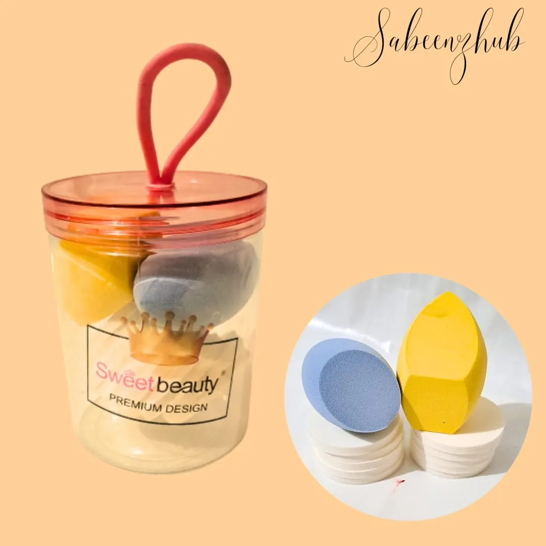 Multi-coloured makeup sponge Jar