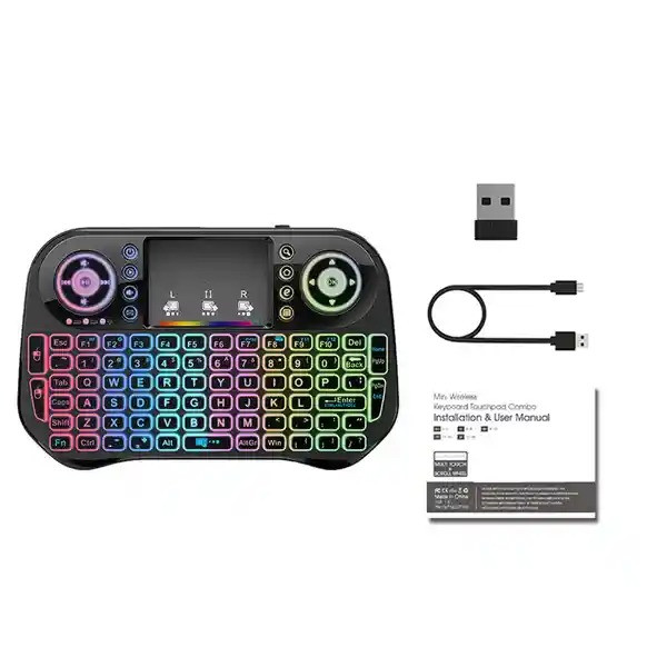 10 Wireless Backlit Mini Keyboard With Touchpad Learning Function 2.4GHZ Wireless Backlit Mini Keyboard with TouchPad and mouse for Xbox,Android TV Box,Laptop,Desktop,Projector&Smart TV Backlight Fun