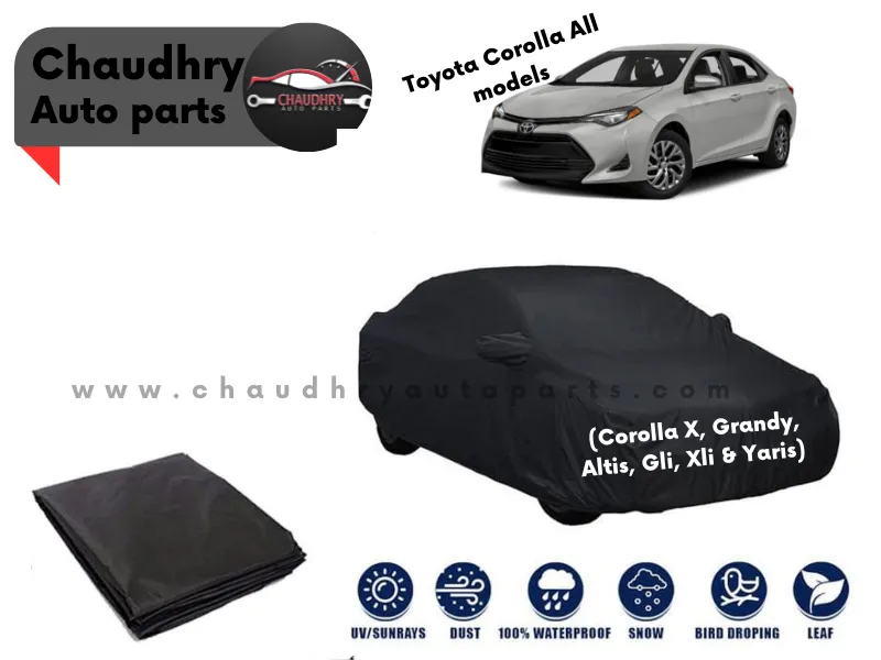 Toyota Corolla All models(Corolla X, Grandy, Altis, Gli, Xli & Yaris) Carbon Coated Top Cover Premium Quality, Water Proof~Scratches Proof~Double Stitched~Cover Whole Body Packed In High Quality Bag -