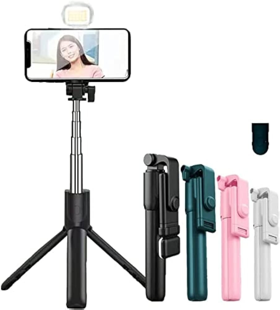 Hold Up Selfie Stick Tripod with Lightweight Phone Tripod Stand with Detachable Bluetooth Wireless Remote Compatible with iPhone 12/11/XR/X/Pro, Galaxy S10 and More (Black