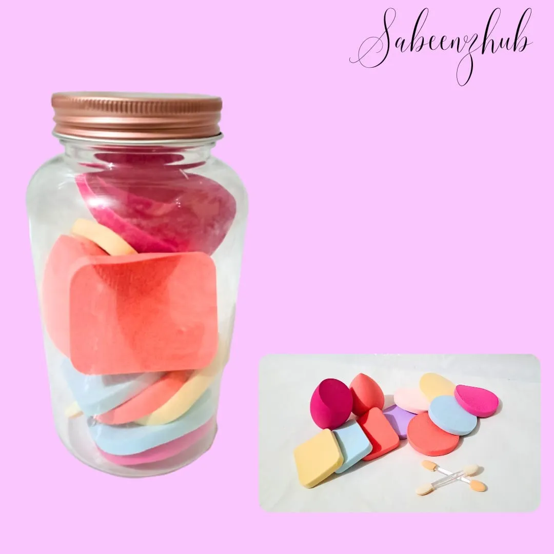 Multi-coloured makeup sponge Jar
