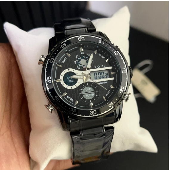TOMI Dual Time Steel Chain Watch