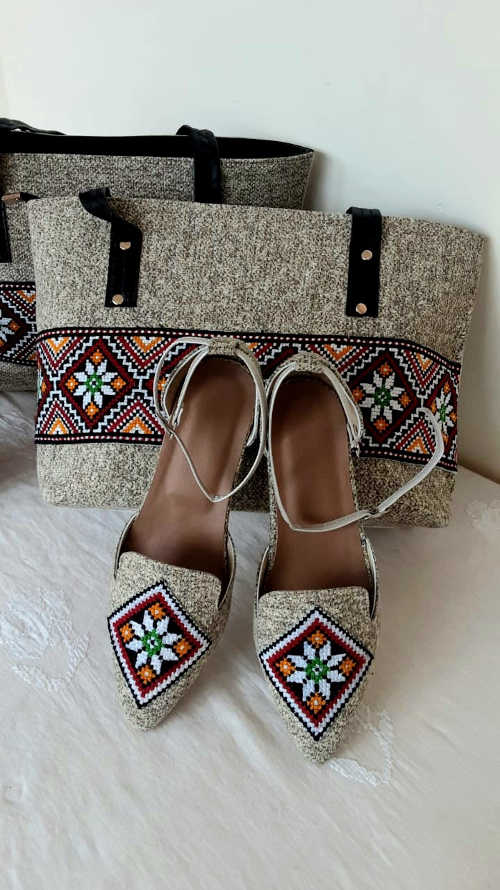 Stitched Luxury - Cross Stitched Fabric and Leather Handbags & Shoes for Women