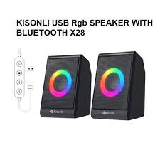 Kisonli X28 Bluetooth portable usb 2.0 mini speaker with colorful light - RGB light PC Wired 6W Power Computer Gaming Small Speaker For Desktop Laptop Bluetooth function feature colorful LED light Fun