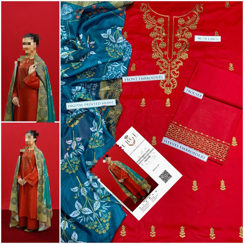 Digital Print Lawn Collection – 3PC Embroidered Unstitched Suit